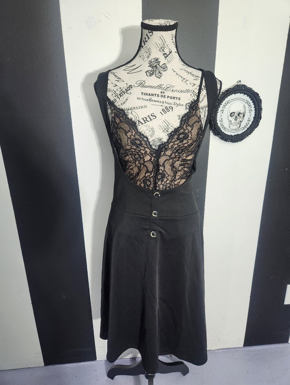 Suspender Circle Skirt with Button Front